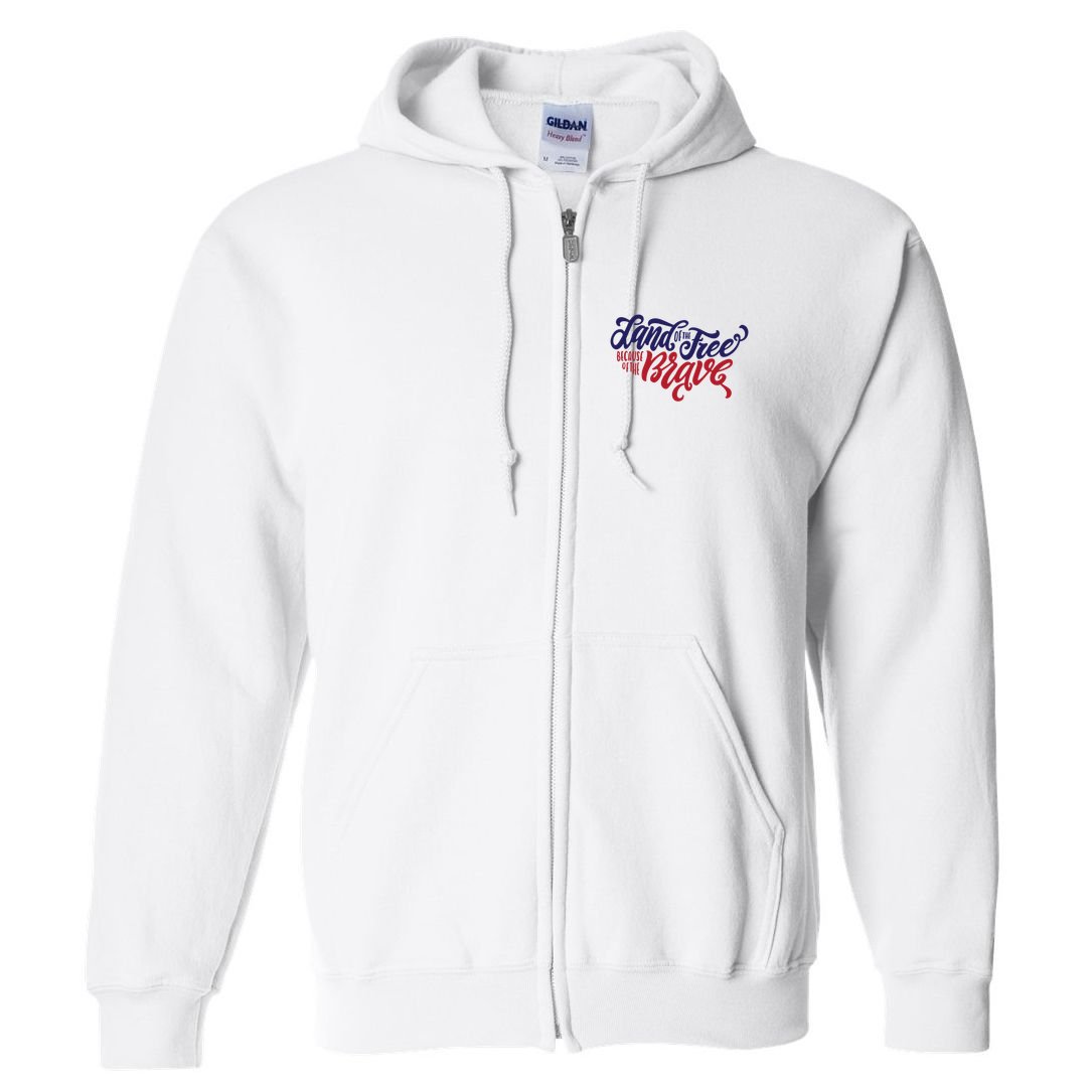 Land of the Free Because of the Brave Full Zip Hoodie