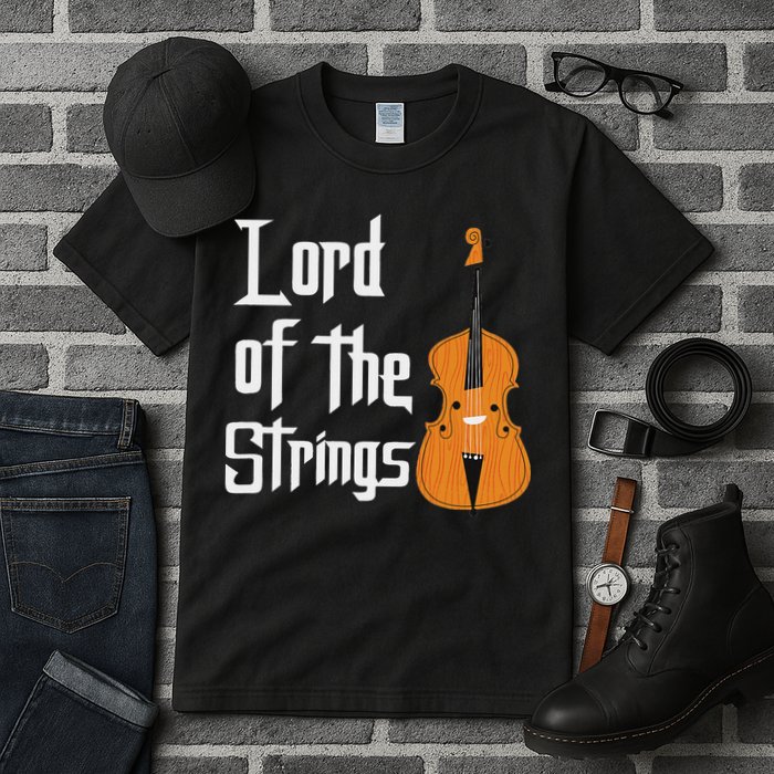 Lord Of The Strings Double Bass Musician Funny Orchestra Tall T-Shirt