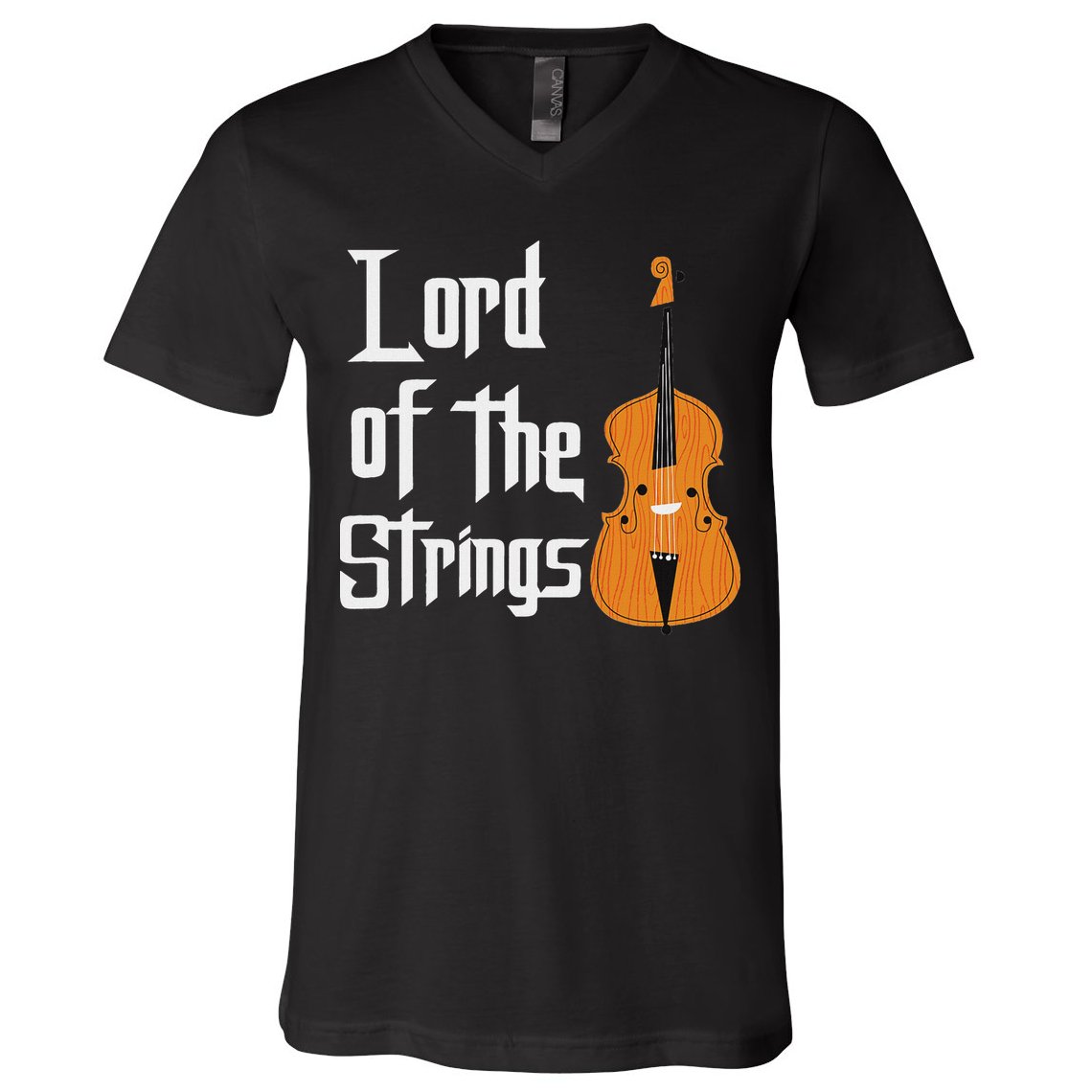 Lord Of The Strings Double Bass Musician Funny Orchestra V-Neck T-Shirt