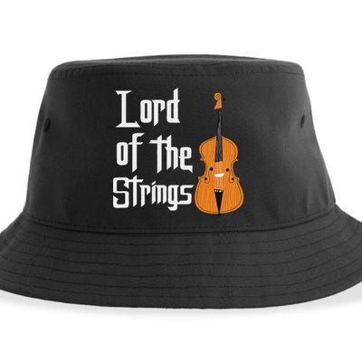 Lord Of The Strings Double Bass Musician Funny Orchestra Sustainable Bucket Hat