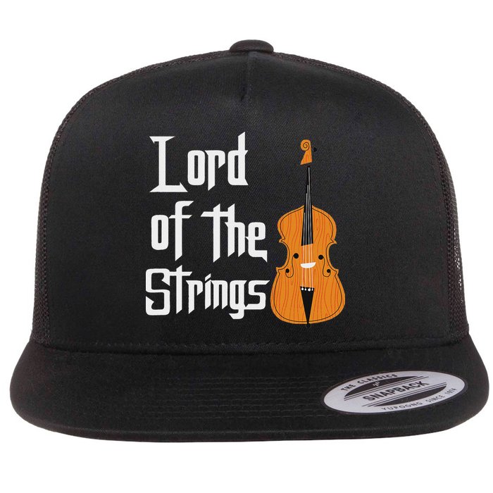 Lord Of The Strings Double Bass Musician Funny Orchestra Flat Bill Trucker Hat