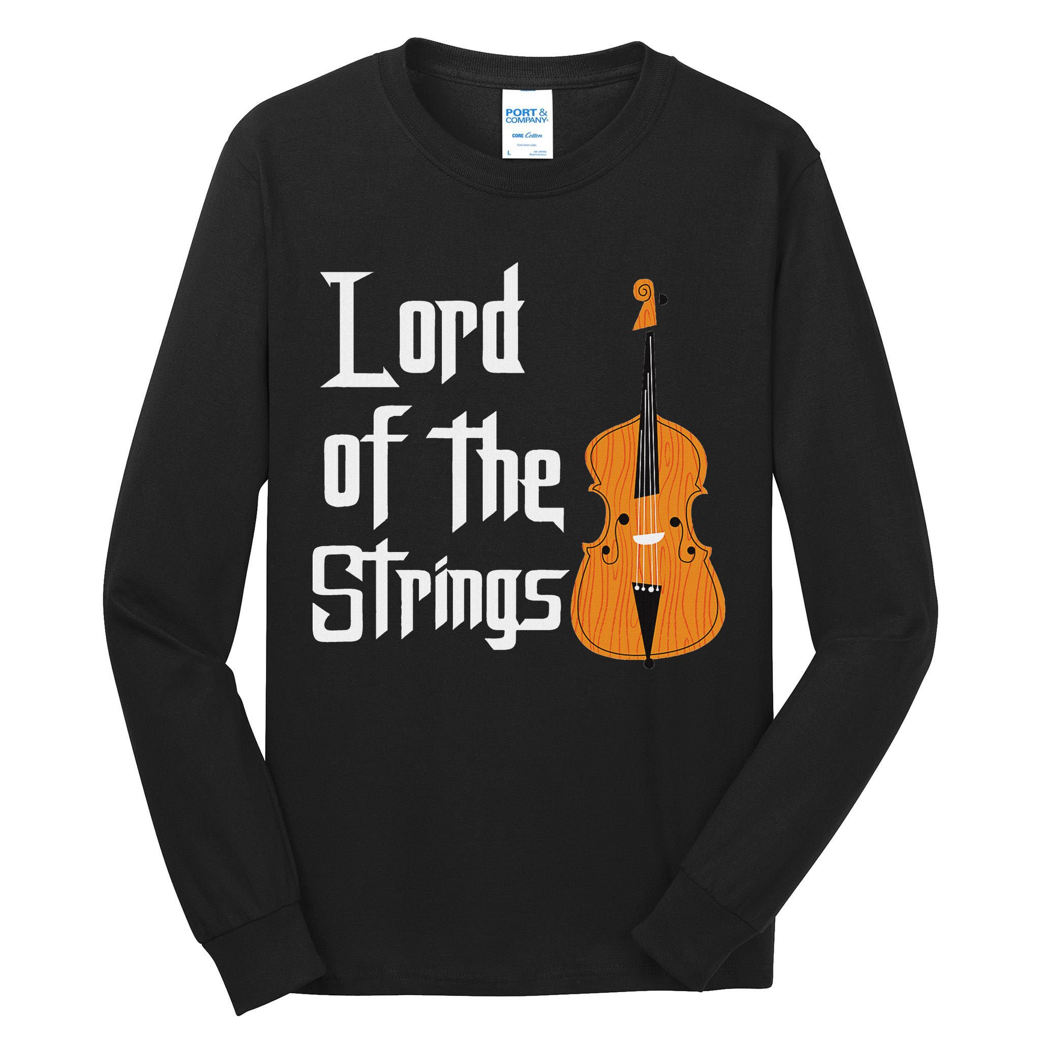 Lord Of The Strings Double Bass Musician Funny Orchestra Tall Long Sleeve T-Shirt