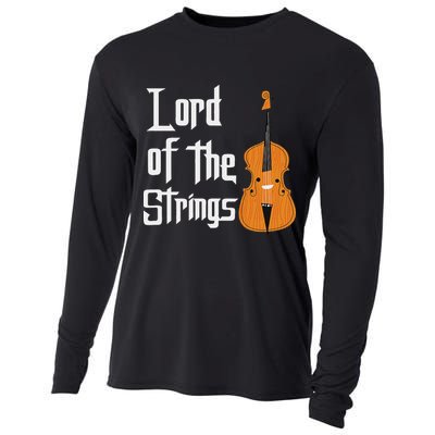 Lord Of The Strings Double Bass Musician Funny Orchestra Cooling Performance Long Sleeve Crew