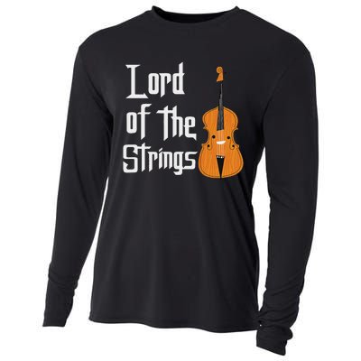 Lord Of The Strings Double Bass Musician Funny Orchestra Cooling Performance Long Sleeve Crew