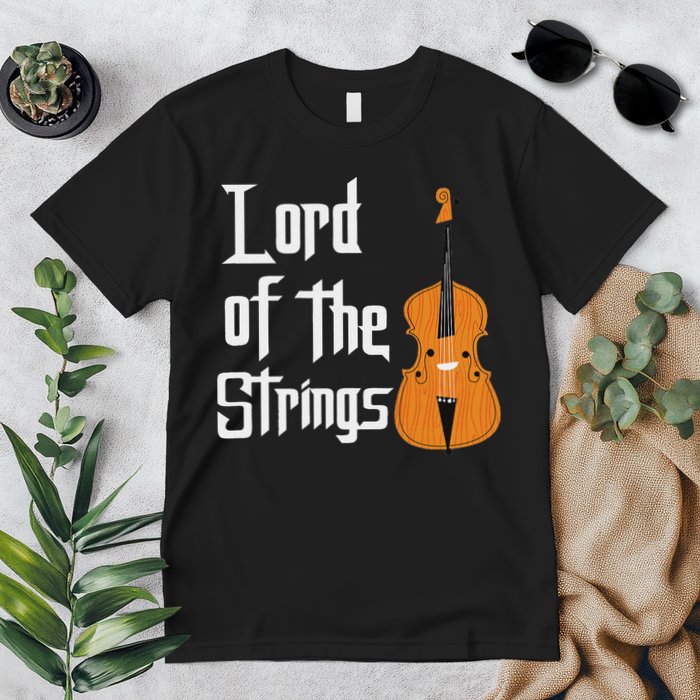 Lord Of The Strings Double Bass Musician Funny Orchestra Premium T-Shirt