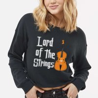 Lord Of The Strings Double Bass Musician Funny Orchestra Cropped Pullover Crew