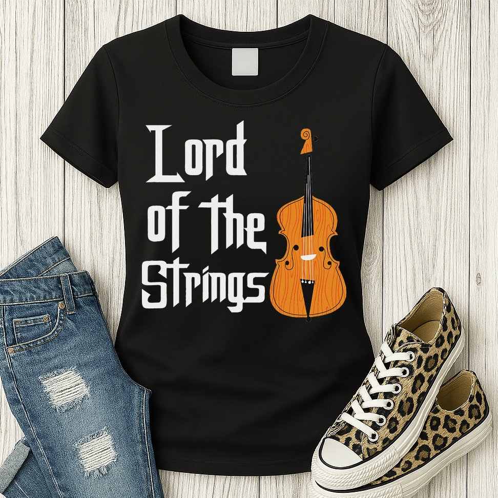 Lord Of The Strings Double Bass Musician Funny Orchestra Womens T-Shirt