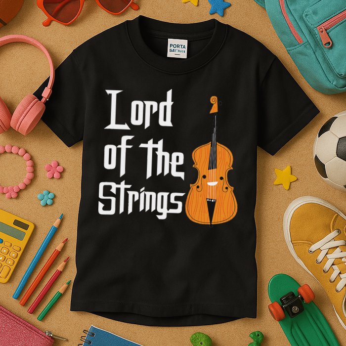Lord Of The Strings Double Bass Musician Funny Orchestra Kids T-Shirt