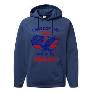 Land Of The Free Because Of The Brave Memorial Day Patriotic Meaningful Gift Performance Fleece Hoodie