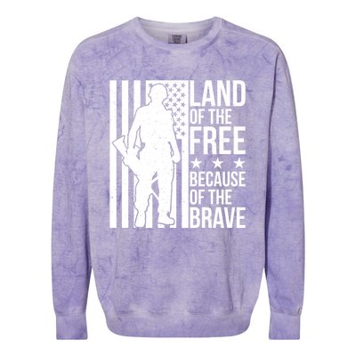 Land Of The Free Because Of The Brave Memorial Day Gift Colorblast Crewneck Sweatshirt