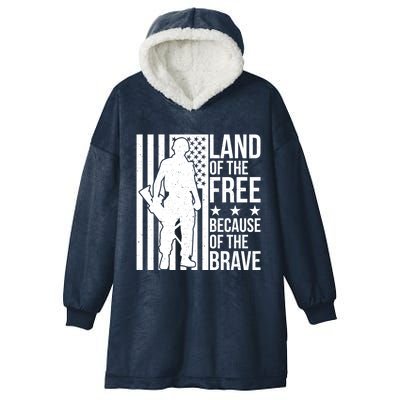 Land Of The Free Because Of The Brave Memorial Day Gift Hooded Wearable Blanket