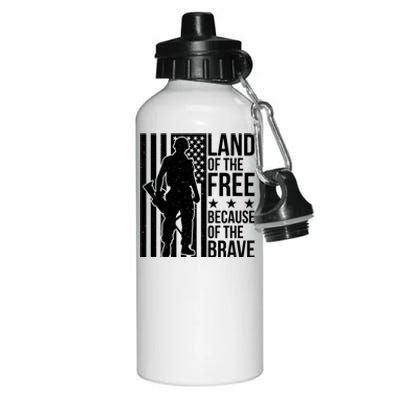 Land Of The Free Because Of The Brave Memorial Day Gift Aluminum Water Bottle