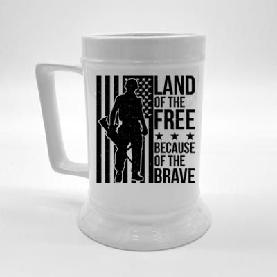 Land Of The Free Because Of The Brave Memorial Day Gift Beer Stein