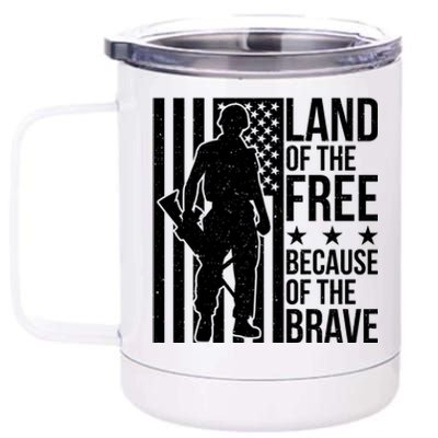 Land Of The Free Because Of The Brave Memorial Day Gift 12 oz Stainless Steel Tumbler Cup