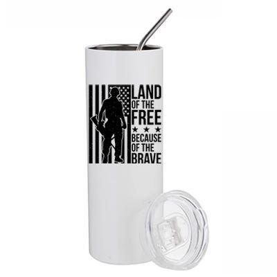 Land Of The Free Because Of The Brave Memorial Day Gift Stainless Steel Tumbler