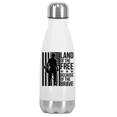 Land Of The Free Because Of The Brave Memorial Day Gift Stainless Steel Insulated Water Bottle