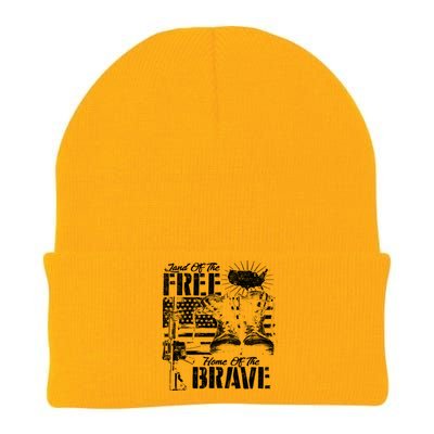 Land Of The Free Home Of The Brave Funny Gift Knit Cap Winter Beanie