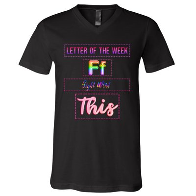 Letter Of The Week Ff Sight Word This V-Neck T-Shirt