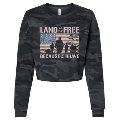 Land Of The Free Because Of The Brave Cropped Pullover Crew