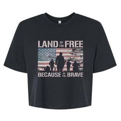 Land Of The Free Because Of The Brave Bella+Canvas Jersey Crop Tee