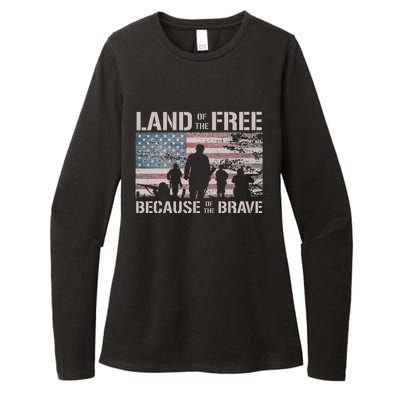 Land Of The Free Because Of The Brave Womens CVC Long Sleeve Shirt