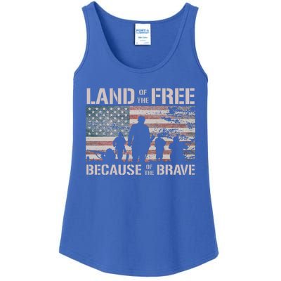 Land Of The Free Because Of The Brave Ladies Essential Tank