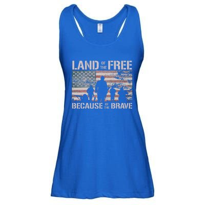 Land Of The Free Because Of The Brave Ladies Essential Flowy Tank