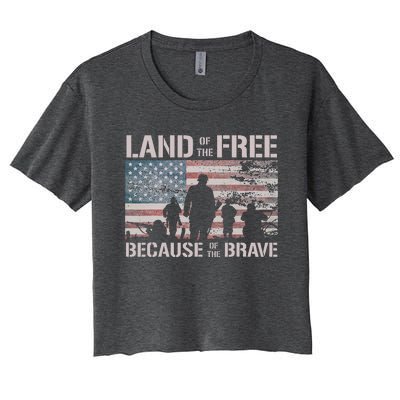 Land Of The Free Because Of The Brave Women's Crop Top Tee