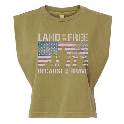 Land Of The Free Because Of The Brave Garment-Dyed Women's Muscle Tee