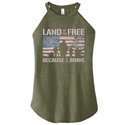 Land Of The Free Because Of The Brave Women's Perfect Tri Rocker Tank