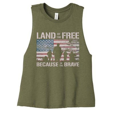 Land Of The Free Because Of The Brave Women's Racerback Cropped Tank