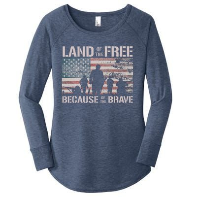 Land Of The Free Because Of The Brave Women's Perfect Tri Tunic Long Sleeve Shirt