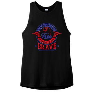 Land Of The Free Because Of The Brave Patriotic Military Gift Ladies PosiCharge Tri-Blend Wicking Tank