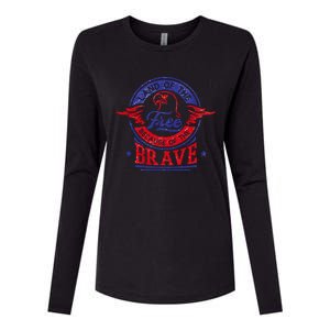 Land Of The Free Because Of The Brave Patriotic Military Gift Womens Cotton Relaxed Long Sleeve T-Shirt