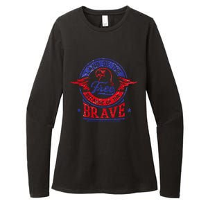 Land Of The Free Because Of The Brave Patriotic Military Gift Womens CVC Long Sleeve Shirt