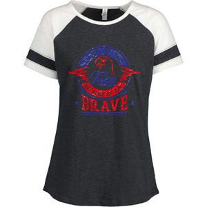 Land Of The Free Because Of The Brave Patriotic Military Gift Enza Ladies Jersey Colorblock Tee