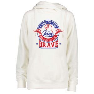 Land Of The Free Because Of The Brave Patriotic Military Gift Womens Funnel Neck Pullover Hood