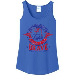 Land Of The Free Because Of The Brave Patriotic Military Gift Ladies Essential Tank