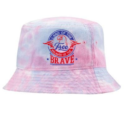 Land Of The Free Because Of The Brave Patriotic Military Gift Tie-Dyed Bucket Hat