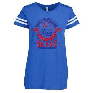 Land Of The Free Because Of The Brave Patriotic Military Gift Enza Ladies Jersey Football T-Shirt