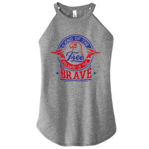 Land Of The Free Because Of The Brave Patriotic Military Gift Women's Perfect Tri Rocker Tank