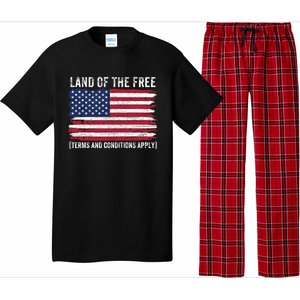 Land Of The Free Terms And Conditions Apply American Flag Funny Gift Pajama Set