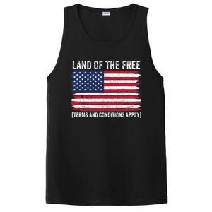 Land Of The Free Terms And Conditions Apply American Flag Funny Gift PosiCharge Competitor Tank