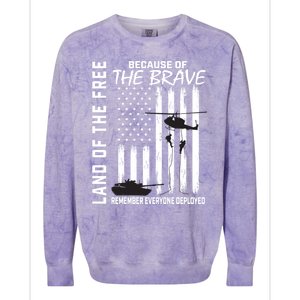 Land Of The Free Because Of The Brave Red Gift Friday Flag Gift Colorblast Crewneck Sweatshirt