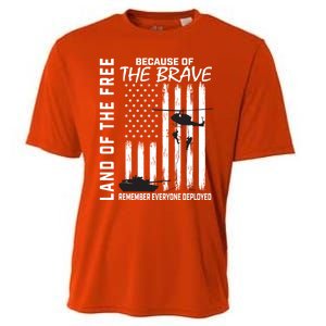 Land Of The Free Because Of The Brave Red Gift Friday Flag Gift Cooling Performance Crew T-Shirt