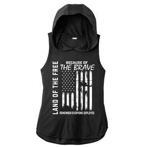 Land Of The Free Because Of The Brave Red Gift Friday Flag Gift Ladies PosiCharge Tri-Blend Wicking Draft Hoodie Tank