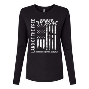 Land Of The Free Because Of The Brave Red Gift Friday Flag Gift Womens Cotton Relaxed Long Sleeve T-Shirt