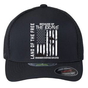 Land Of The Free Because Of The Brave Red Gift Friday Flag Gift Flexfit Unipanel Trucker Cap