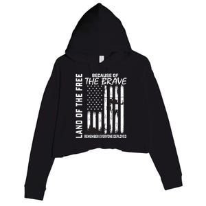 Land Of The Free Because Of The Brave Red Gift Friday Flag Gift Crop Fleece Hoodie