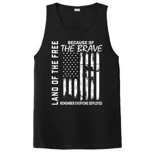 Land Of The Free Because Of The Brave Red Gift Friday Flag Gift PosiCharge Competitor Tank